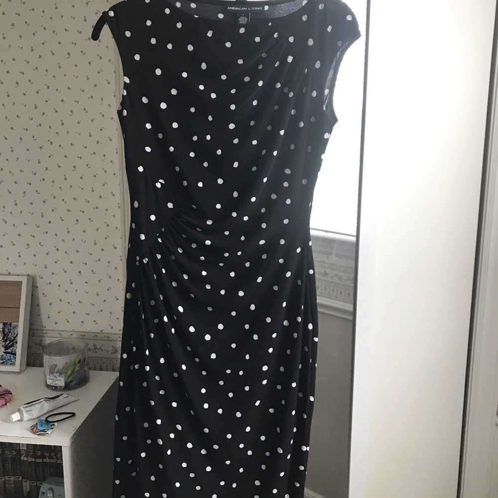 American living black polka dot dress